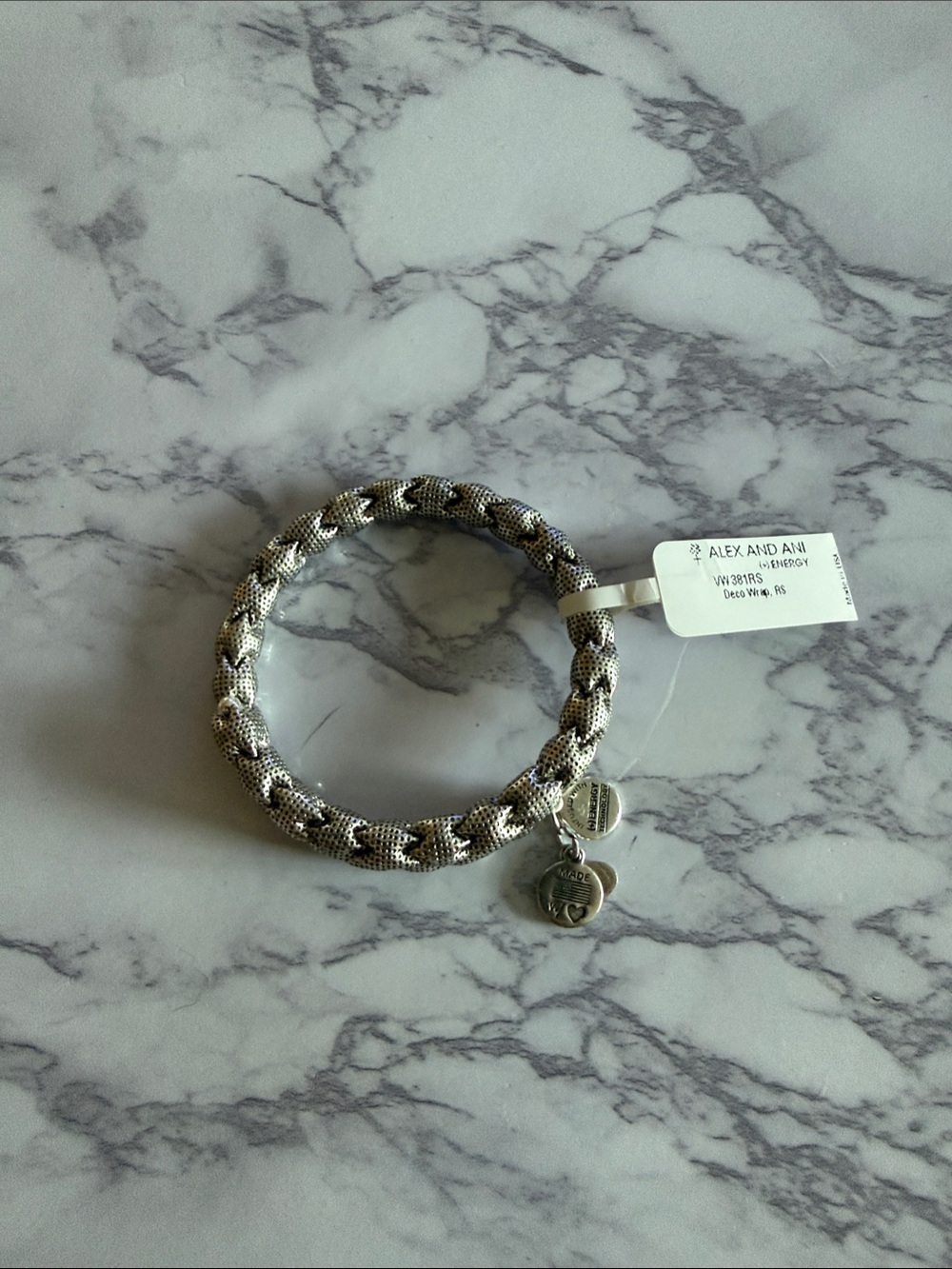 NWT Alex and Ani Silver Braided Expandable Bangle Bracelet